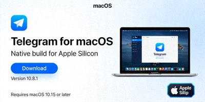 Telegram电脑版macOS官方客户端下载界面截图 - 适配Apple Silicon芯片