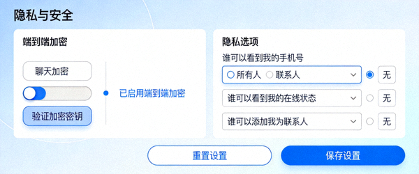 Telegram官方客户端安全设置界面截图 - 展示端到端加密和隐私选项