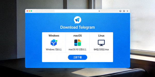 Telegram官方网站下载页面截图 - 显示Windows、macOS和Linux系统的下载选项