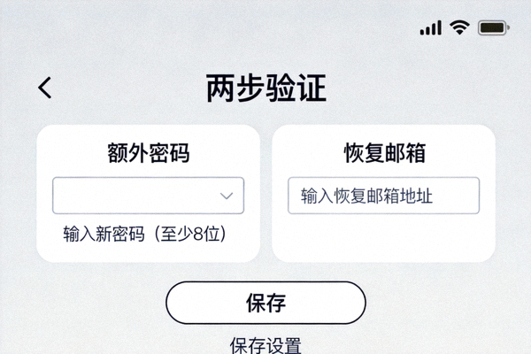 Telegram两步验证设置界面截图 - 展示如何添加额外密码和恢复邮箱